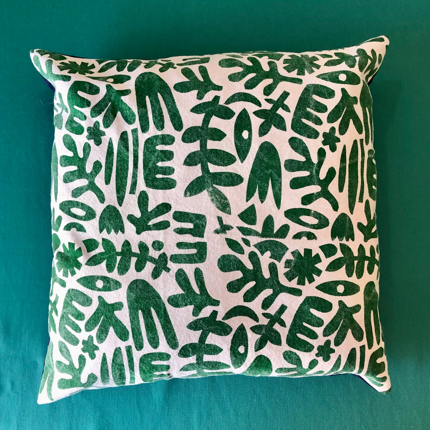 Screen-printed Throw Cushion Cover | Elise in Apple Green