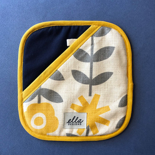 Pot Holder | Nicola in Duck Egg Blue & Sunshine Yellow