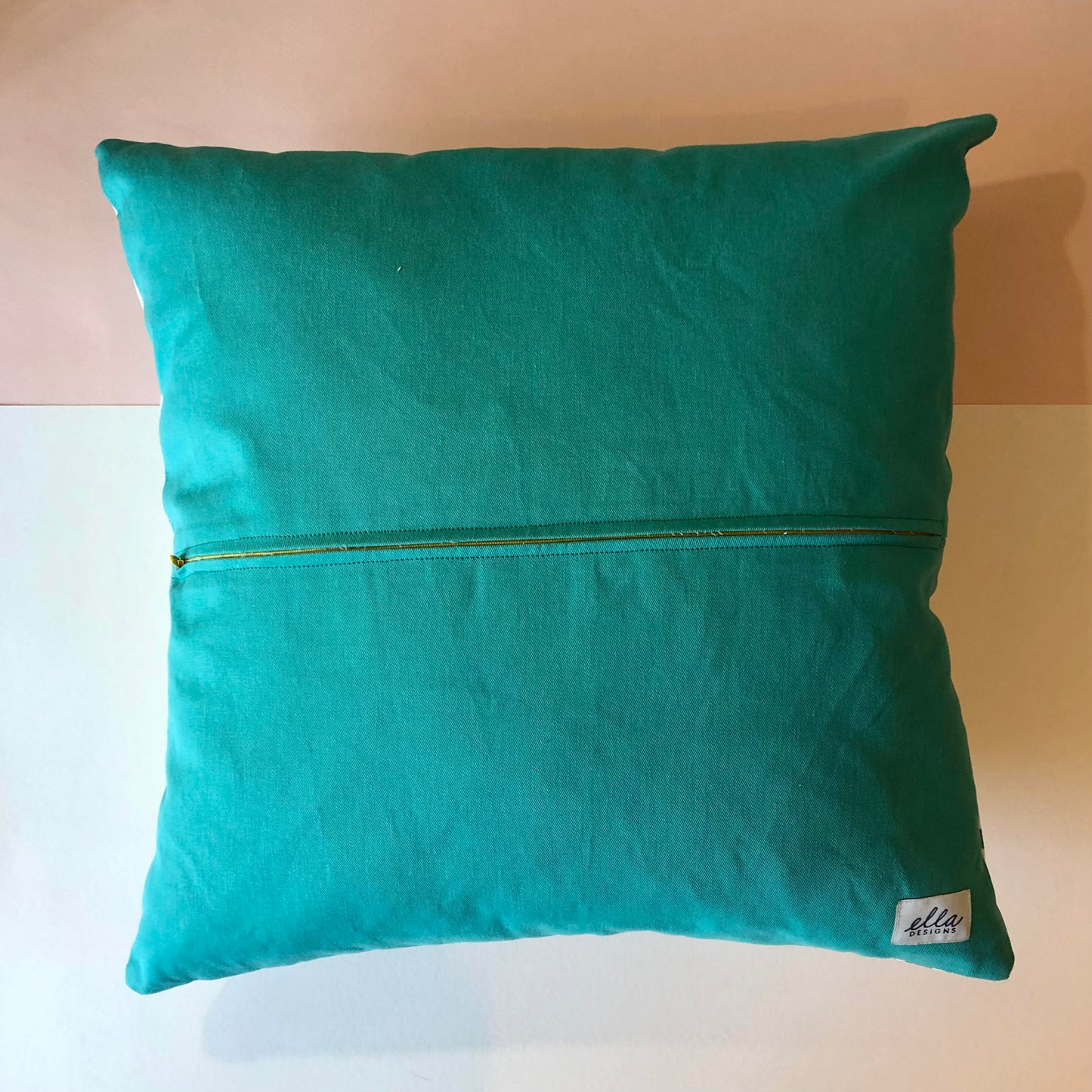 Screen-printed Throw Cushion Cover | Yda in Turquoise